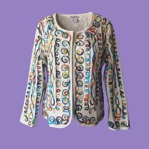 The Paragon Embroidered Cotton Jacket Vibrant Multicolor Ribbon Swiral Spiral 2X
